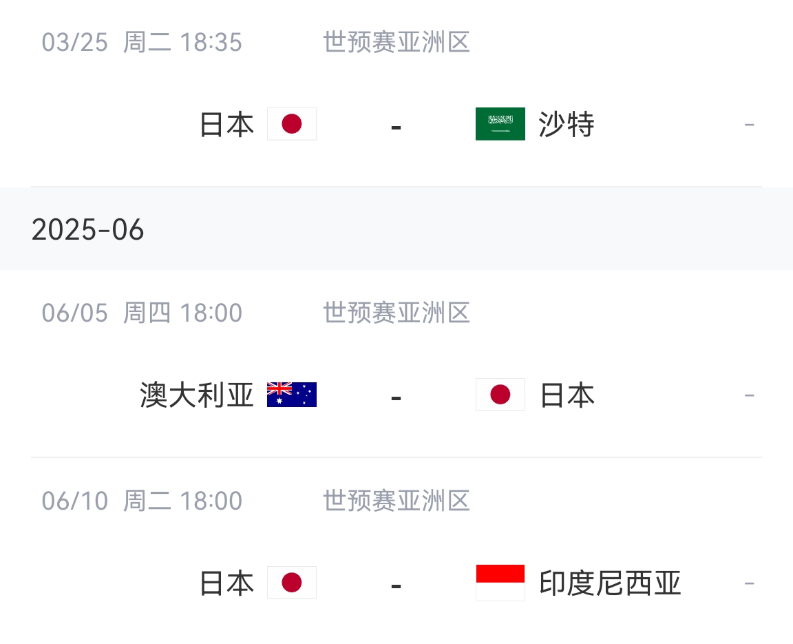 會不會放水？日本剩余賽程：主場vs沙特&印尼，客場vs澳大利亞